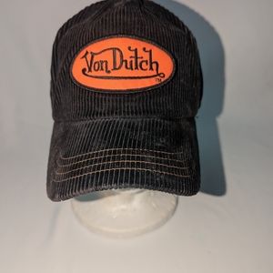 Von Dutch Black Corduroy Mesh Snapback Trucker Hat